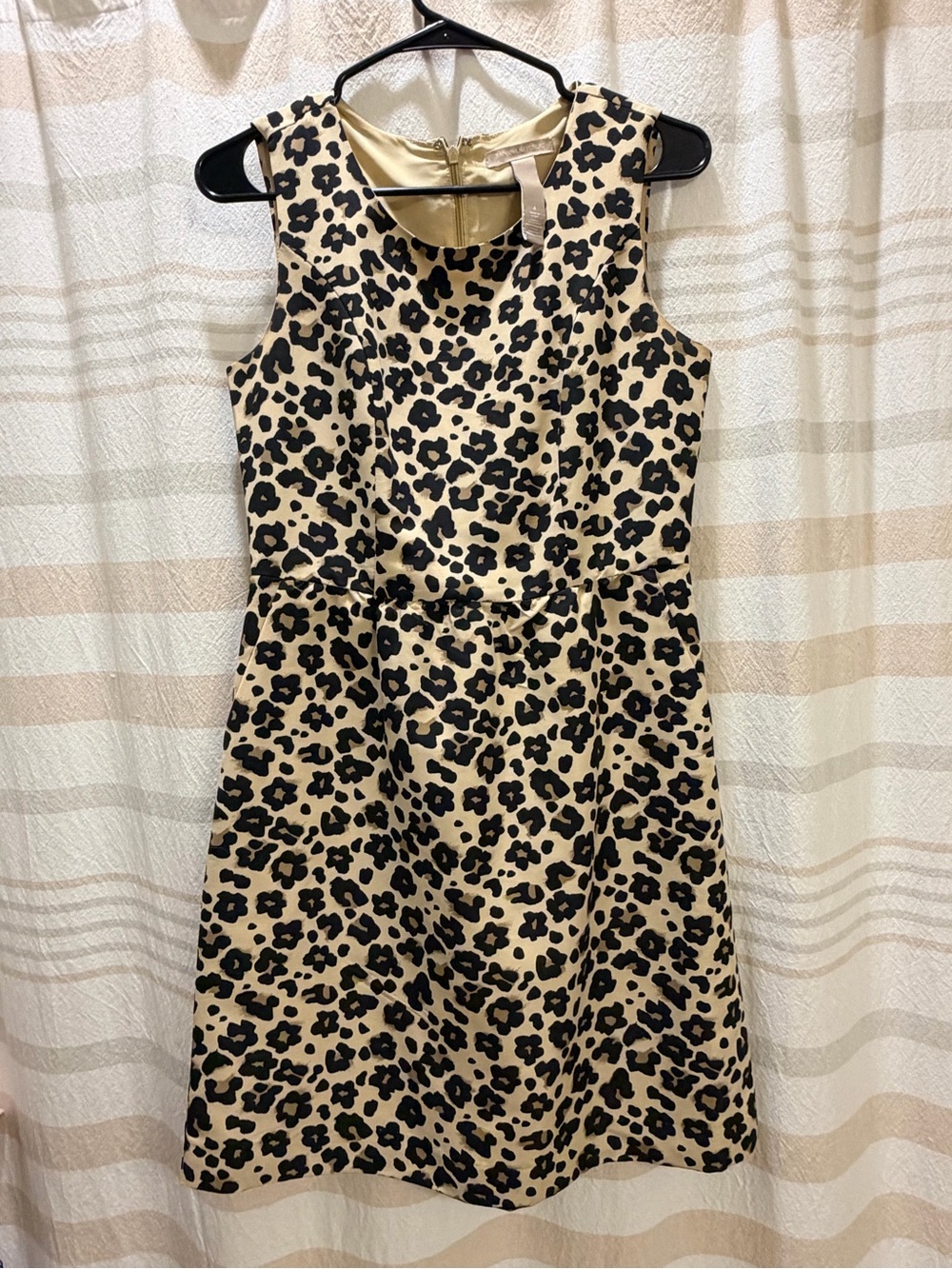 Banana Republic Beige Sleeveless Leopard-Spot A-Line Dress